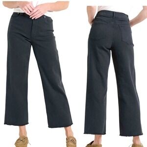 Toad&Co Balsam Cutoff Jean Washed Black Organic Cotton Wide Leg Size 0
